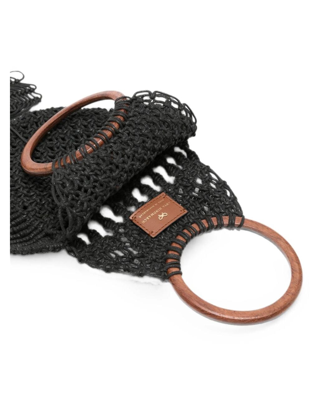 Anya Hindmarch Black Macramé Fish Clutch Bag