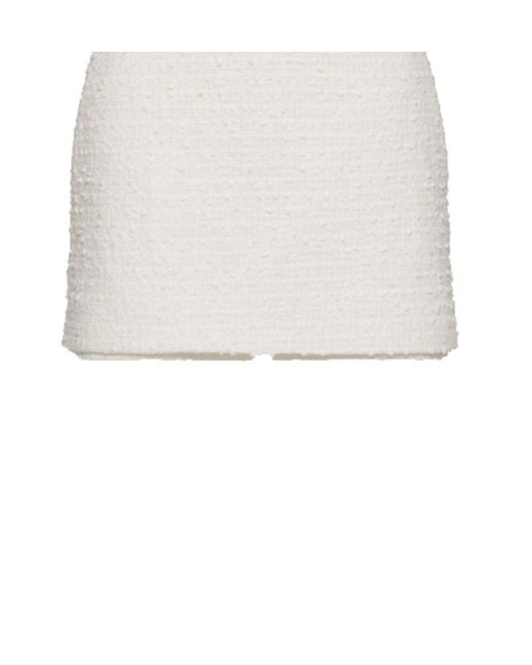 Valentino White Knitted Tweed Mini Skort