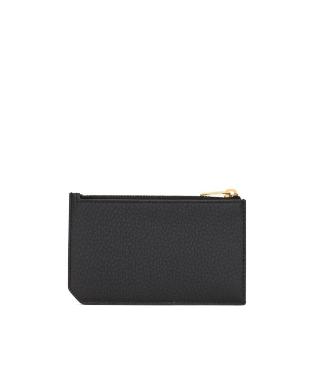Saint Laurent Black Tiny Cassandre Franments Zip Card Case for men
