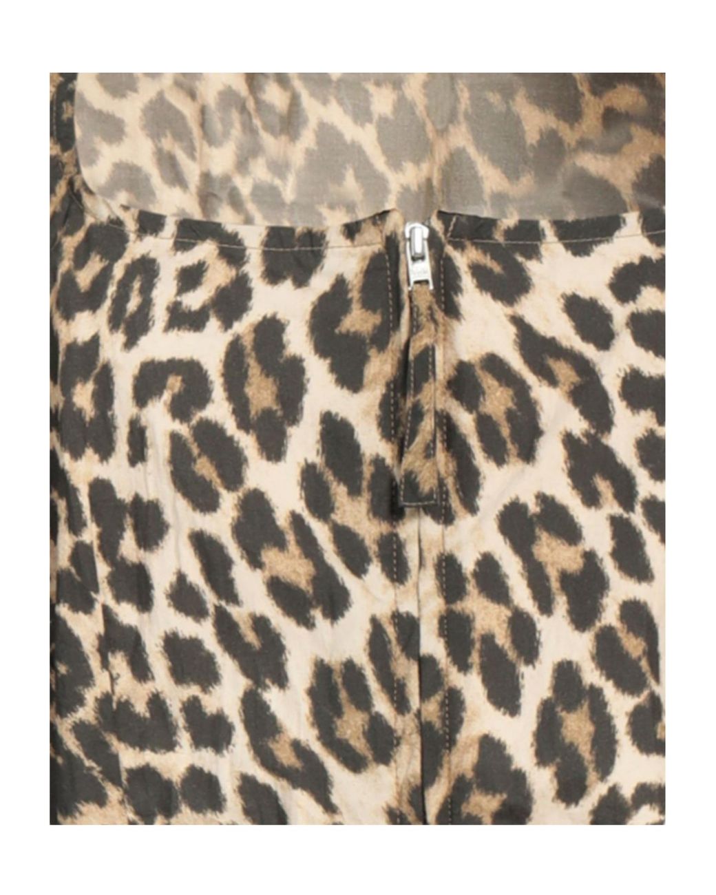 Ganni Brown Leopard Print Square Neck Short Sleeve Top