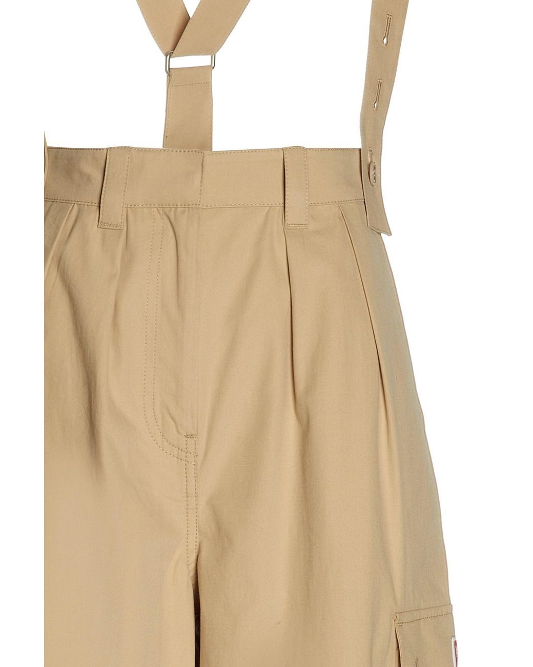 KENZO Natural High Waisted Wide-Leg Cargo Trousers