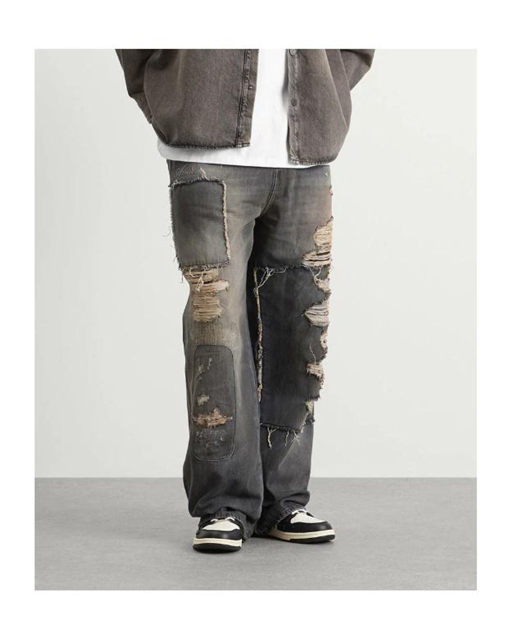 Amiri Gray Carpenter Repaired Baggy Jeans for men