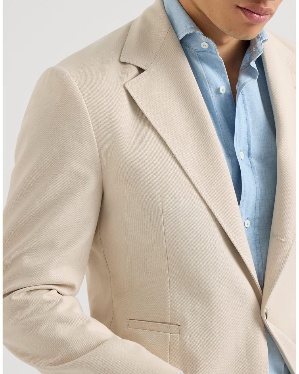 Brunello Cucinelli Natural Cotton And Virgin Wool Gabardine Deconstructed Blazer for men