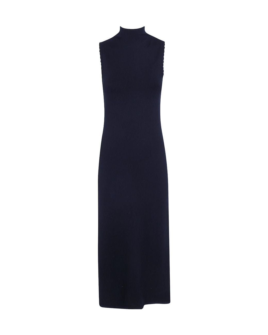 Twinset Blue Crochet Details Long Knit Dress