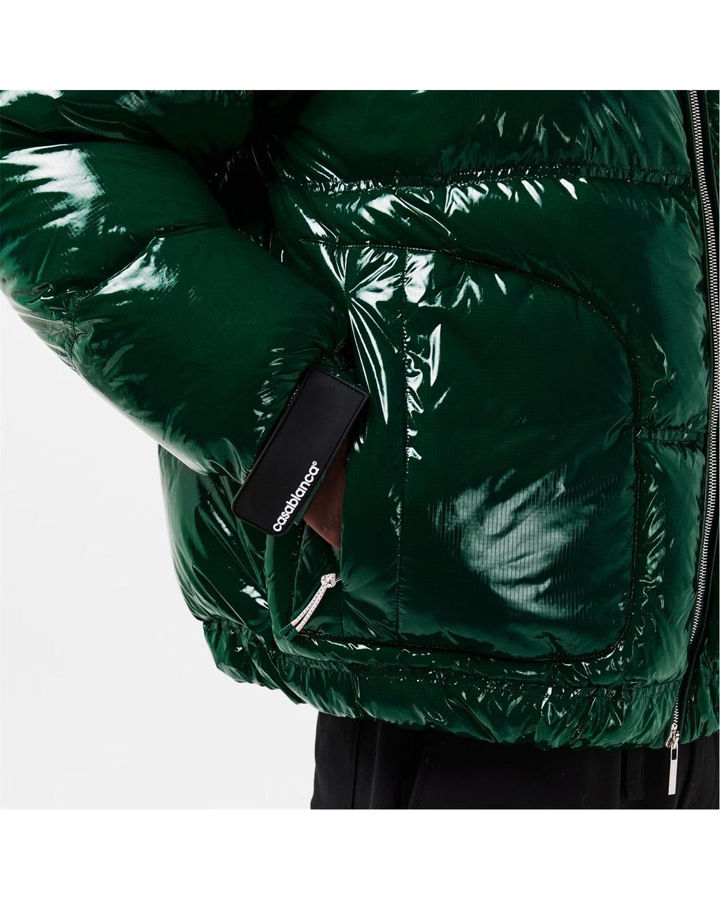 Casablanca Green Printed Hooded Down Jacket for men