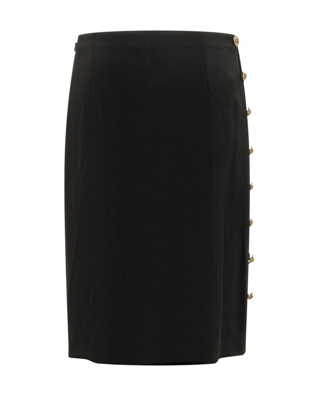Versace Black Button-Detailed Midi Skirt