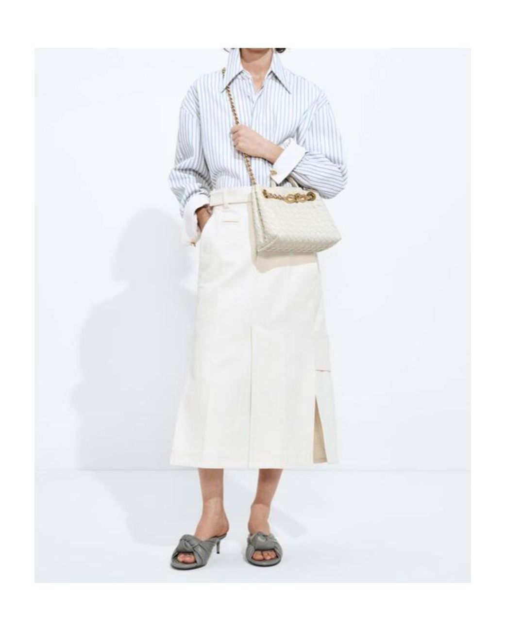 Bottega Veneta Gray Small Andiamo Chain