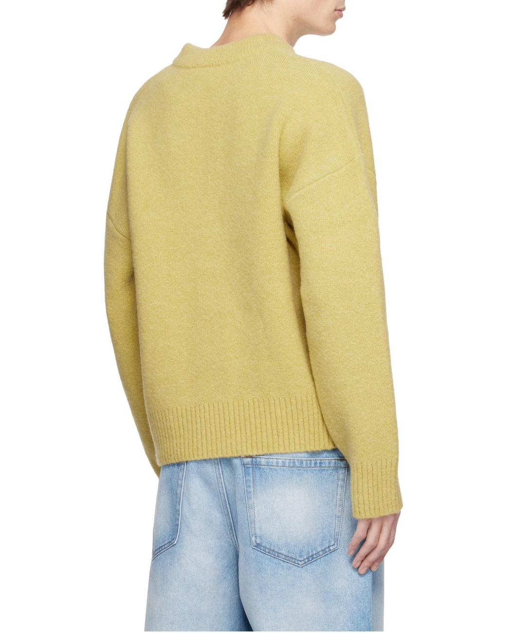 AMI Yellow Ami De Coeur Knitted Cardigan for men