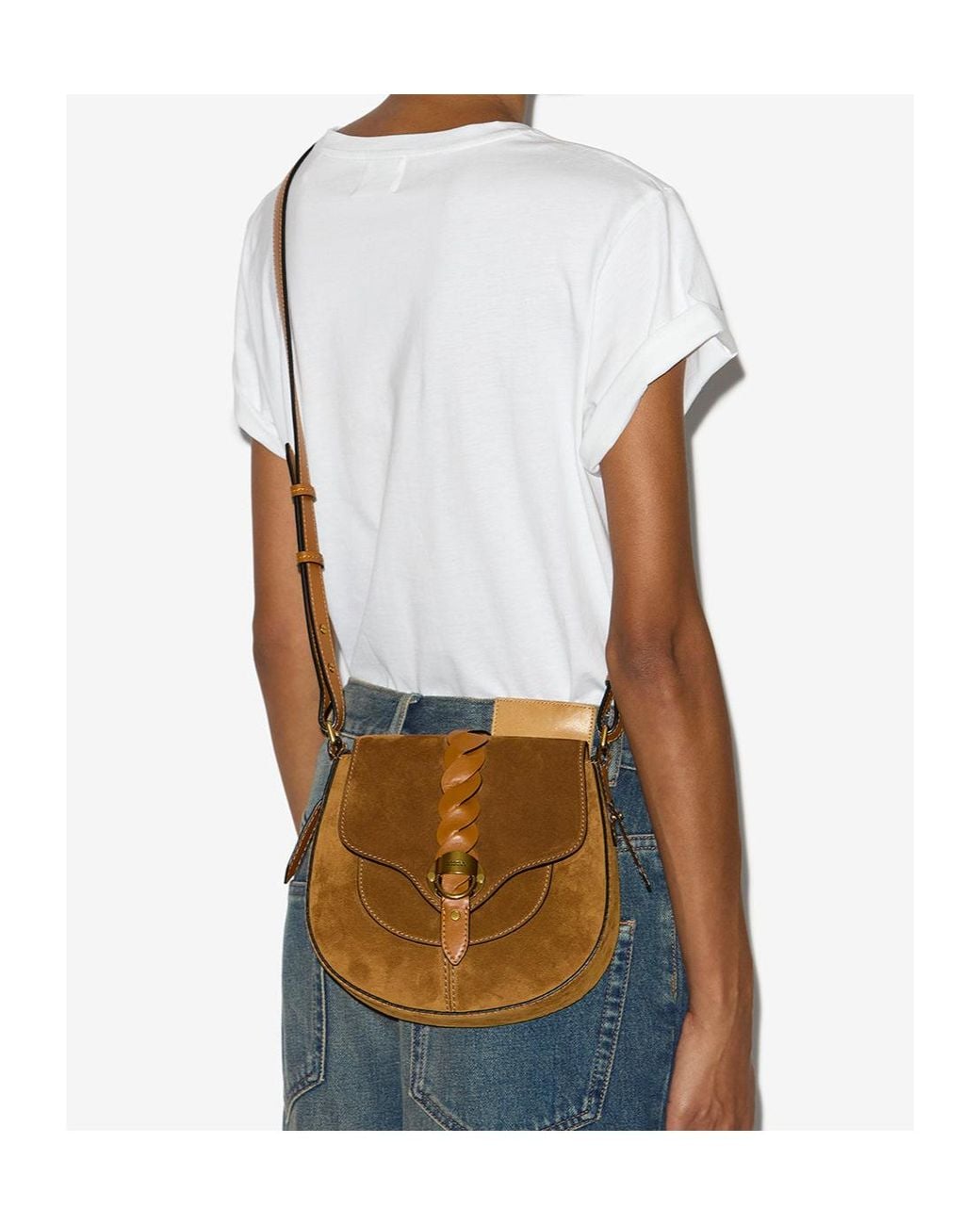 Isabel Marant Brown Logo Engraved Hobo Bag