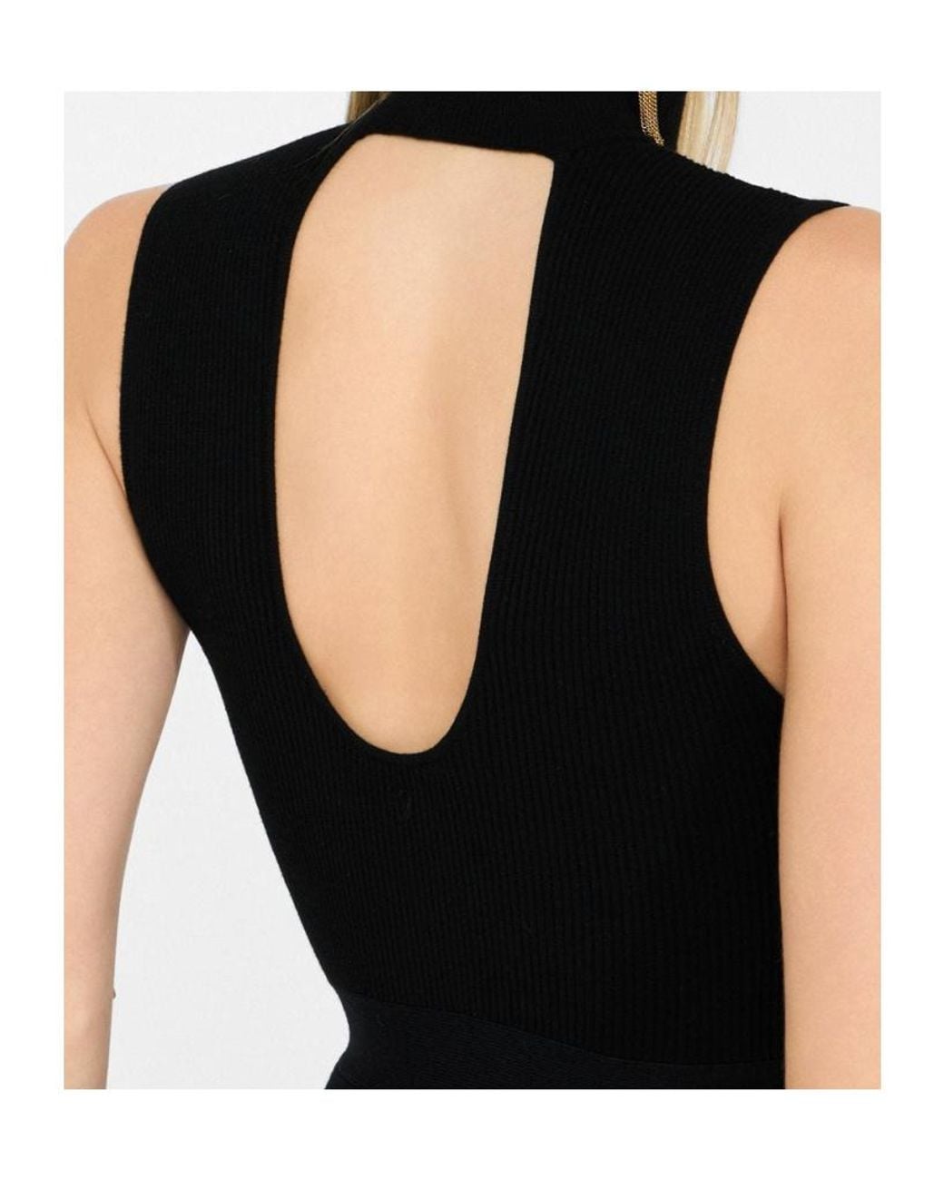 Liu Jo Black Ribbed High-Neck Maxi Dress