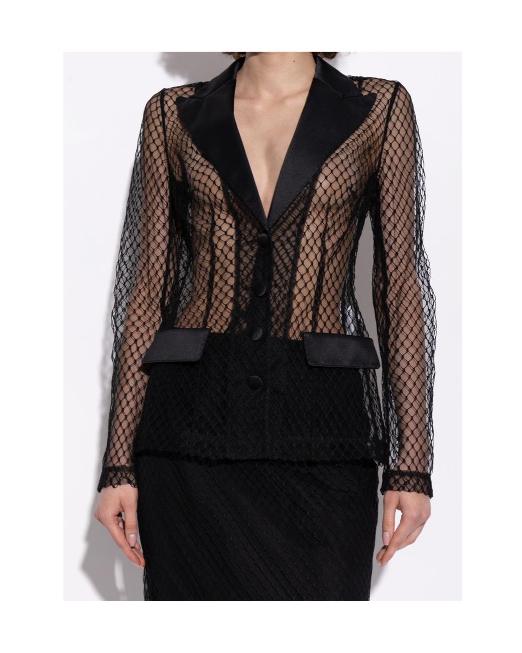 Dolce & Gabbana Black Single-Breasted Mesh Tuxedo Jacket