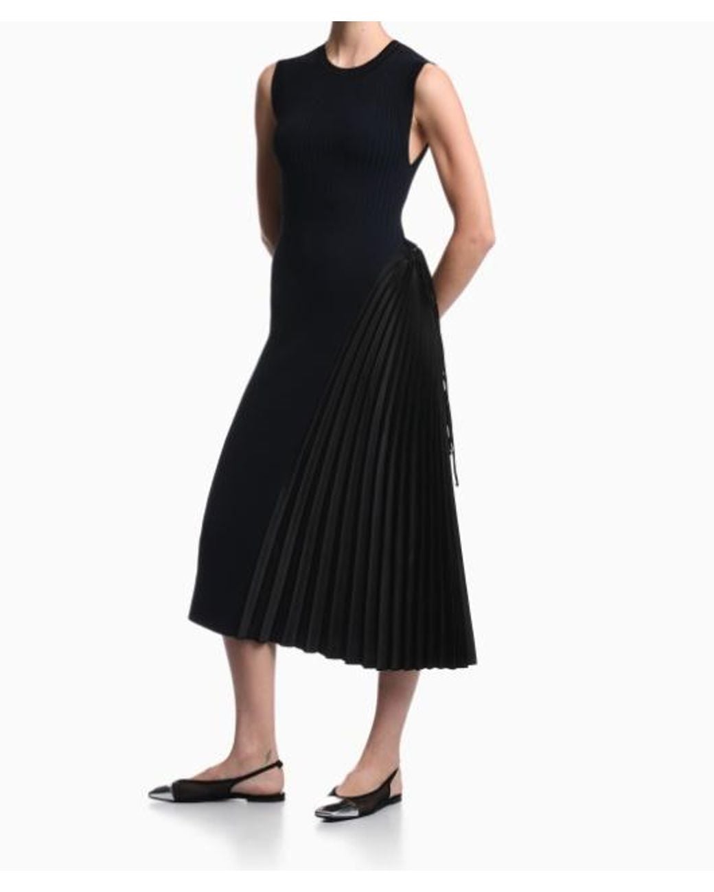 Emporio Armani Blue Pleated Insert Knit Dress