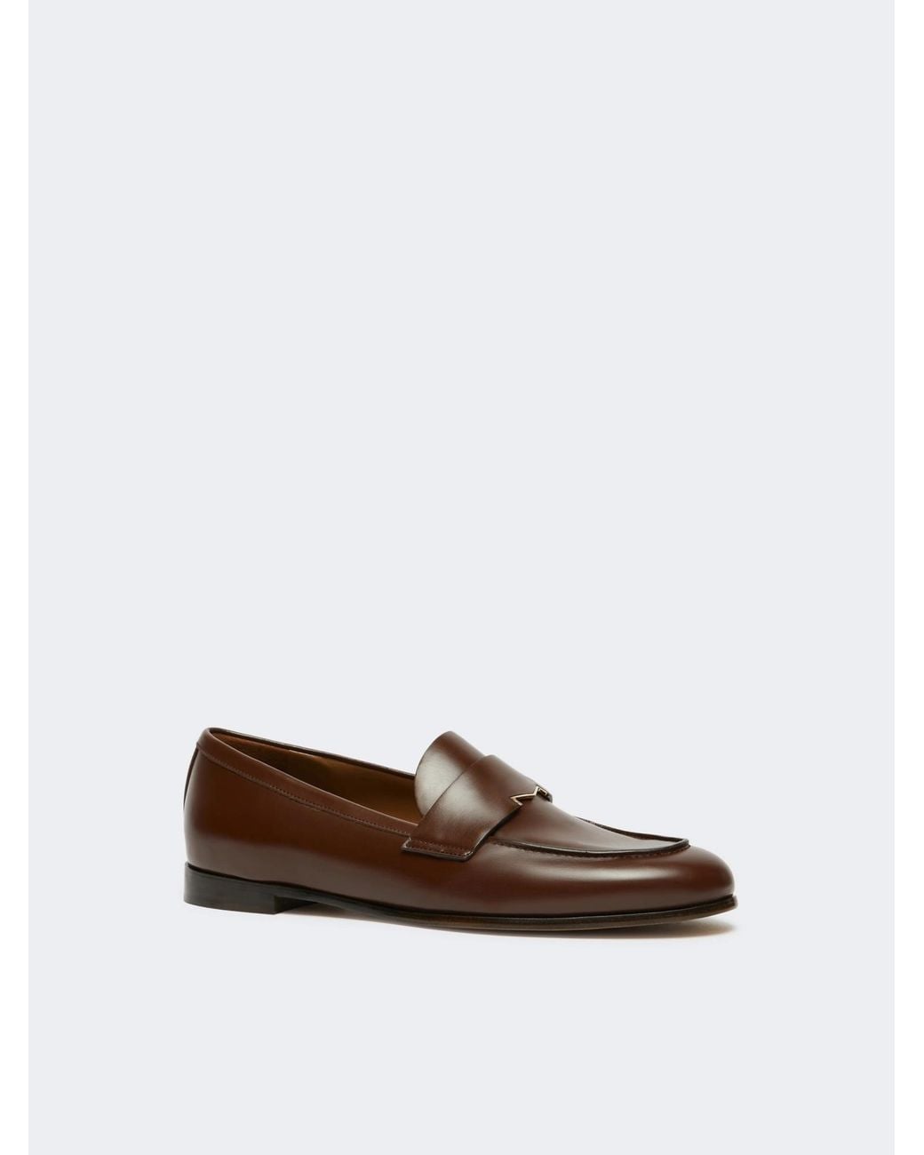 Max Mara Brown Semi-Glossy Leather Moccasins