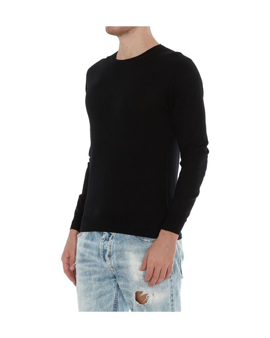 Hōsio Gray Long-Sleeved Crewneck Knitted Jumper for men