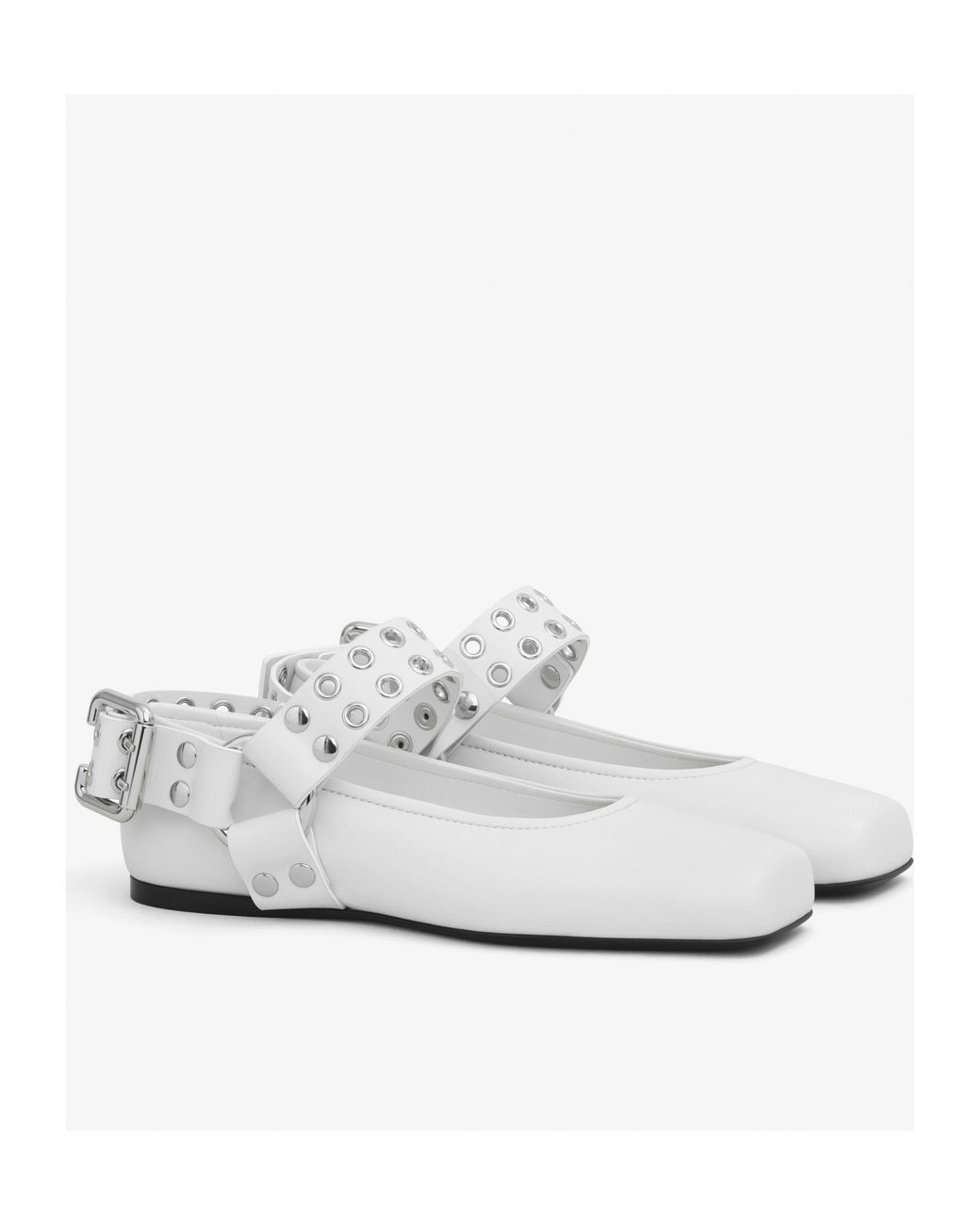 Alaïa White Leather Biker Ballet Flats