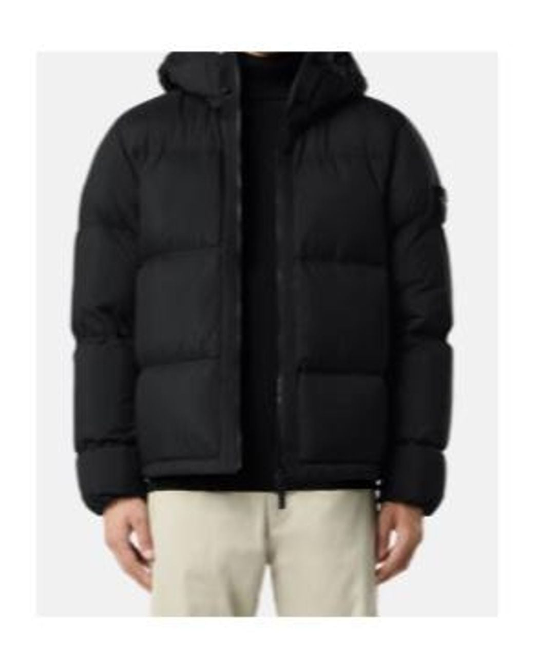 Stone Island Black Hooded Puffer Down Jacket for men