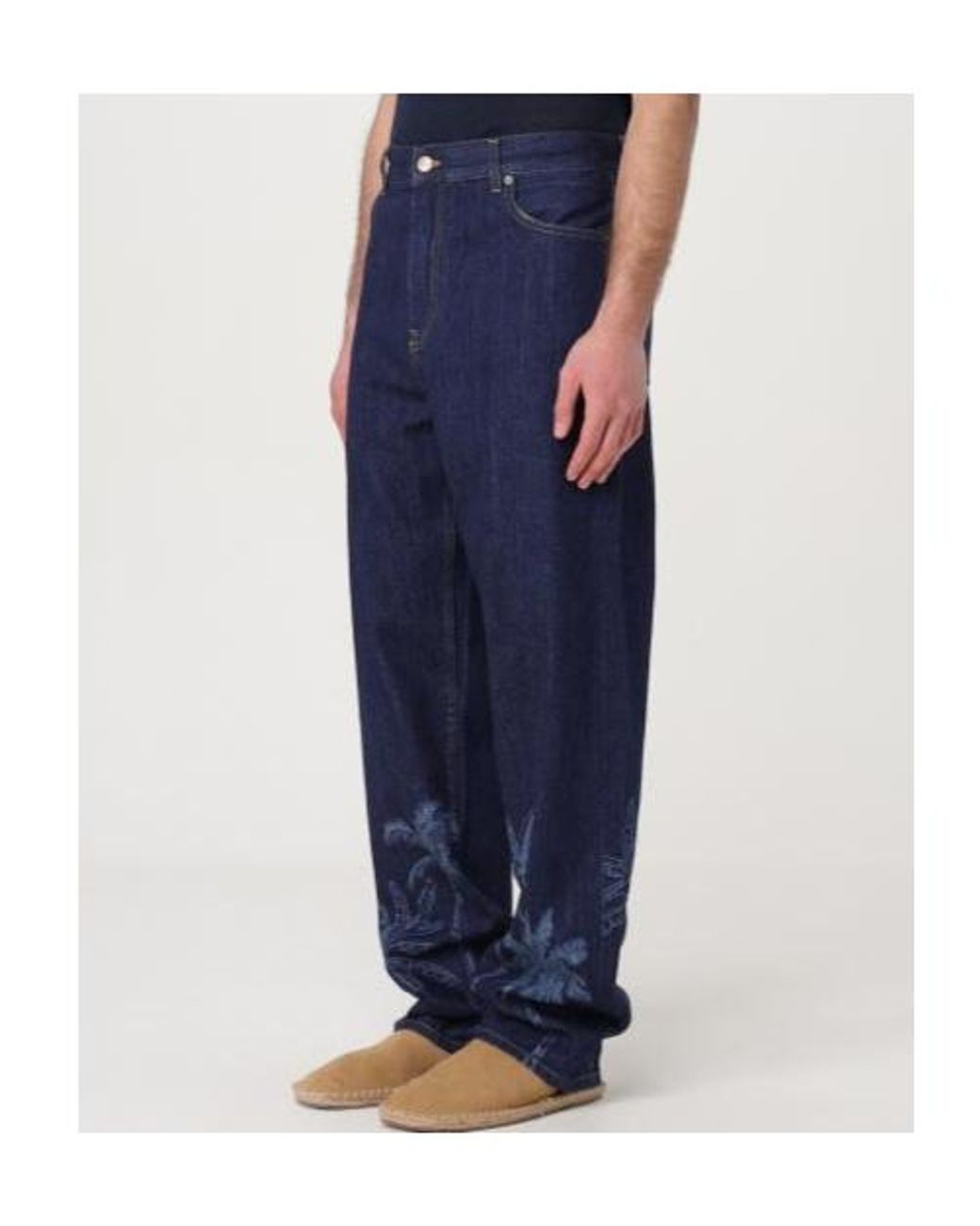 Alanui Blue Logo-Patch Straight-Leg Jeans for men