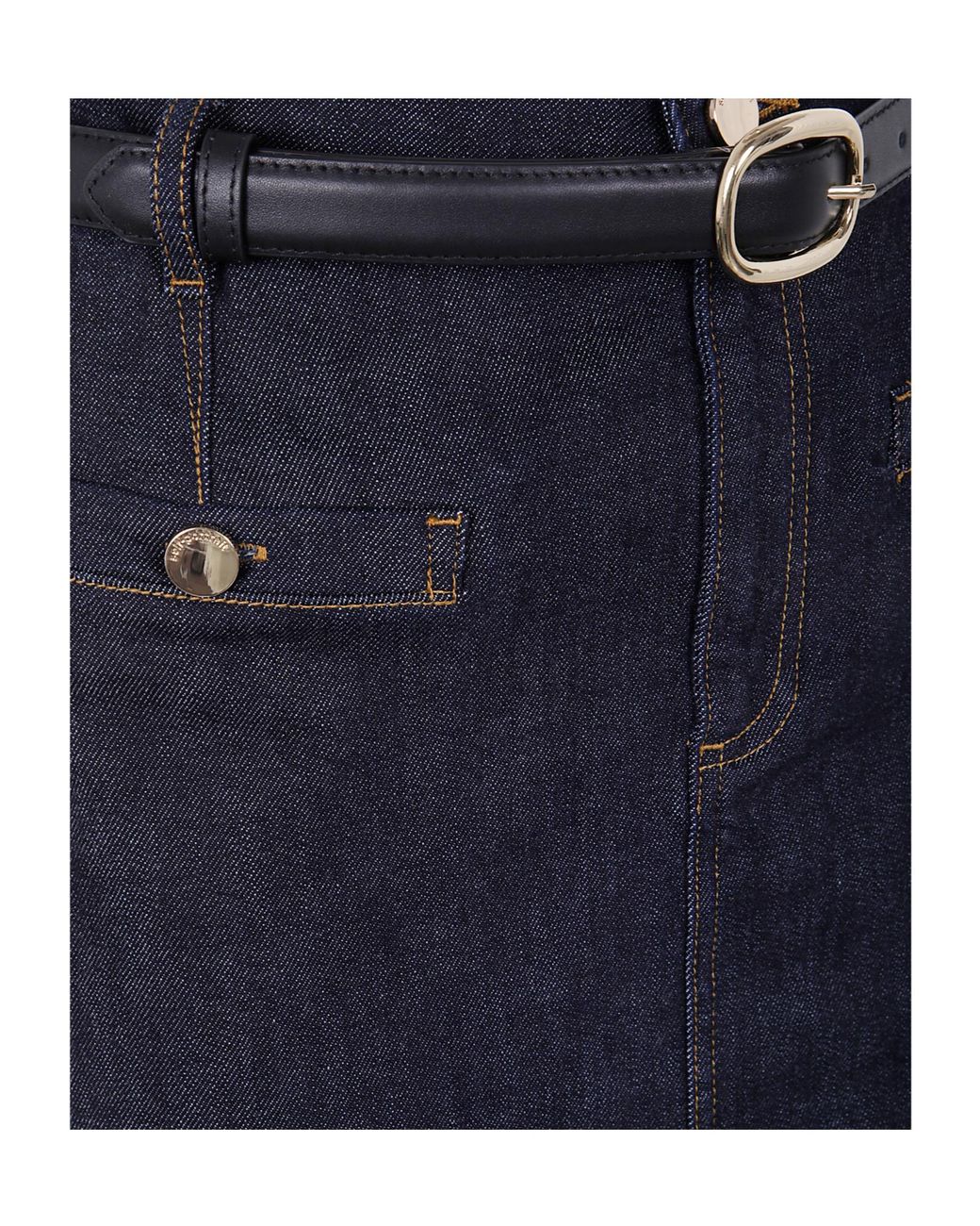 Self-Portrait Blue Belted Waist Denim Midi Skirt