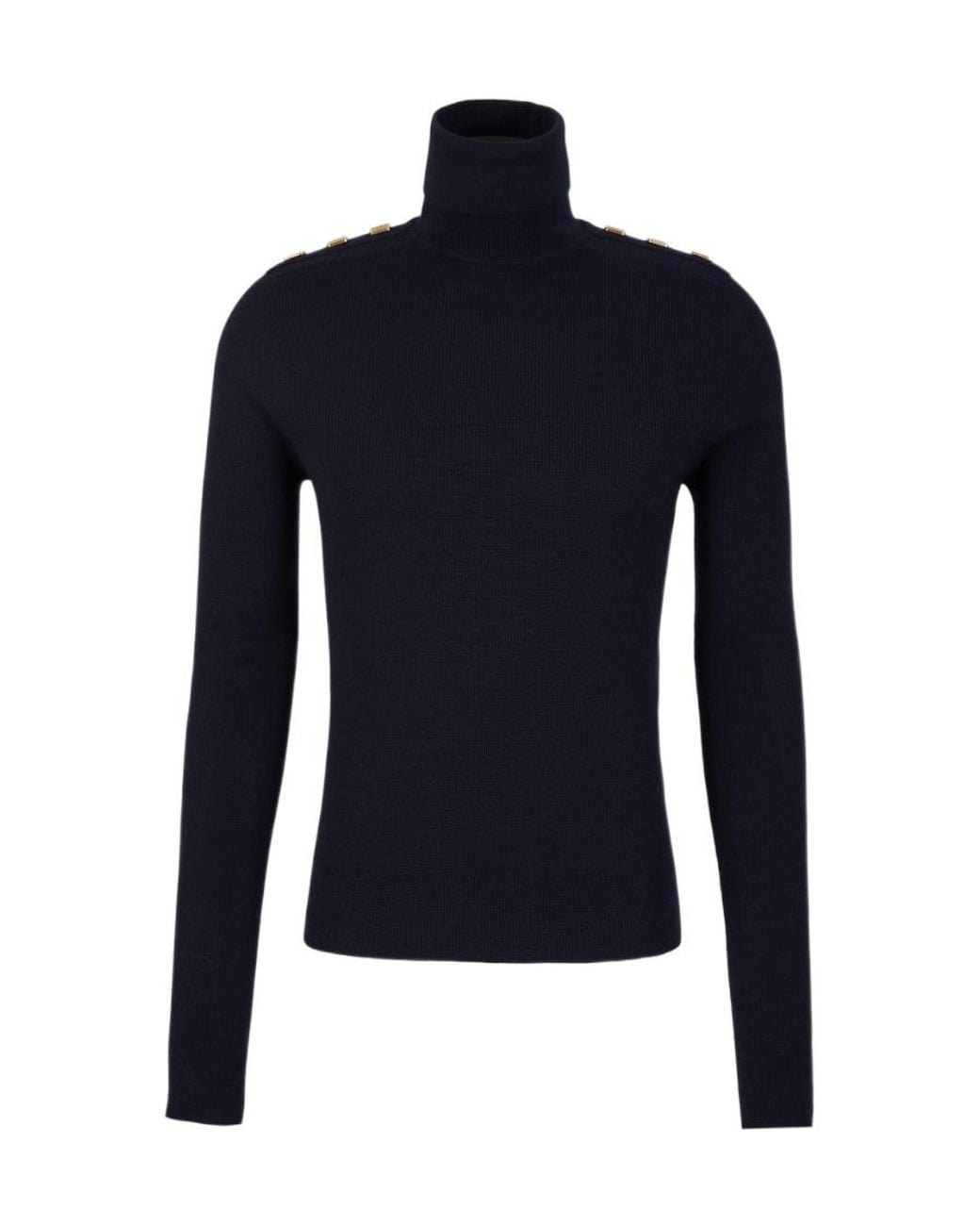 Balmain Blue Button-Details Merino-Wool Jumper for men