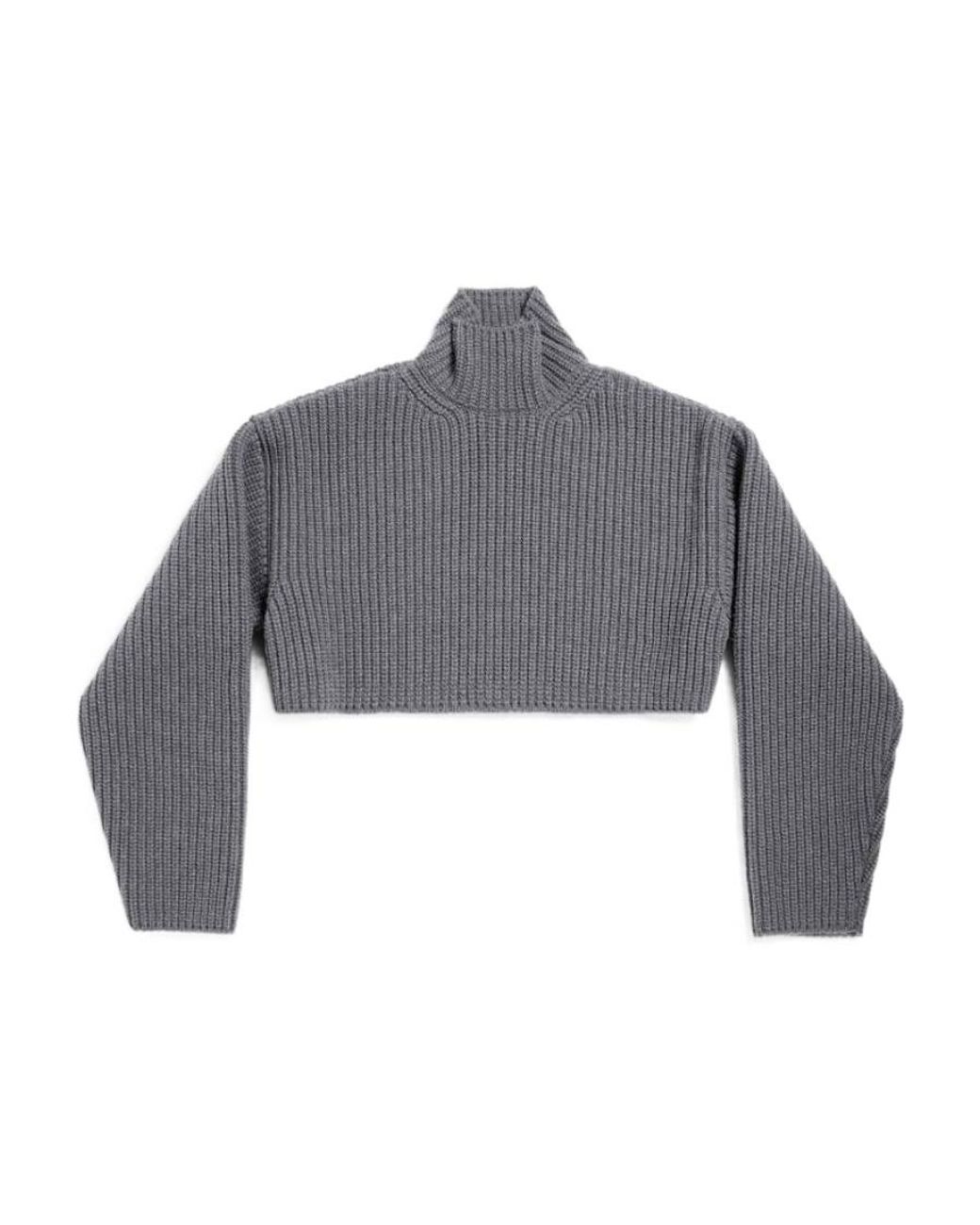 Balenciaga Gray Cropped Sweater for men