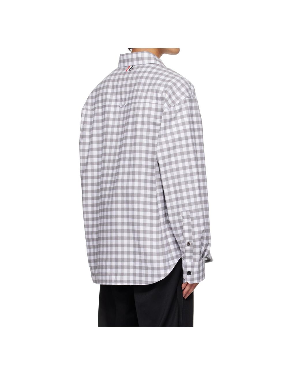 Thom Browne Gray Gingham-Pattern Buttoned Shirt for men