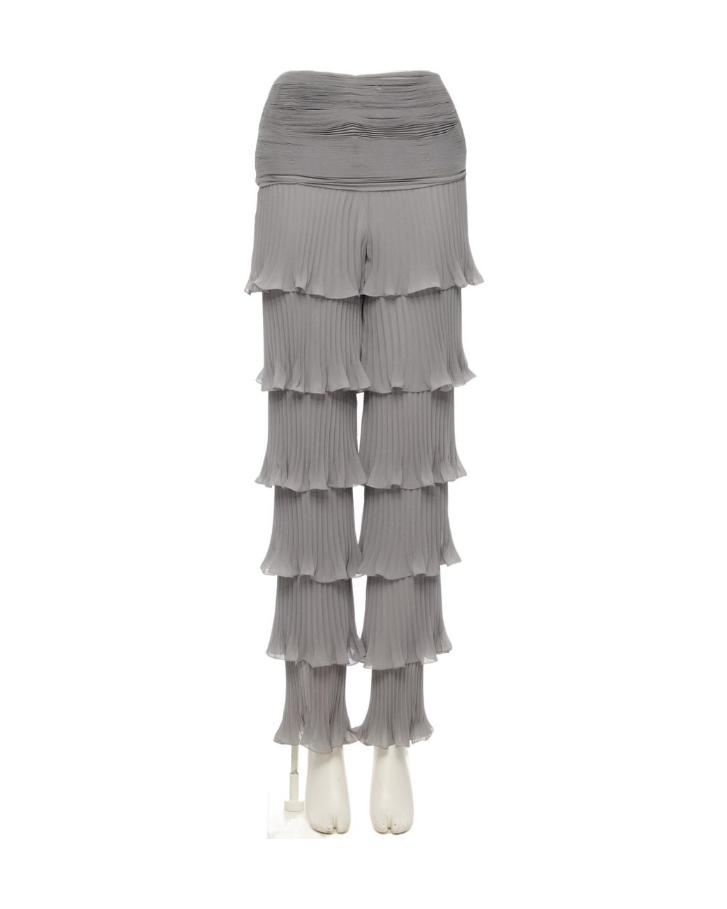 Valentino Gray Ruffled High Waist Pants
