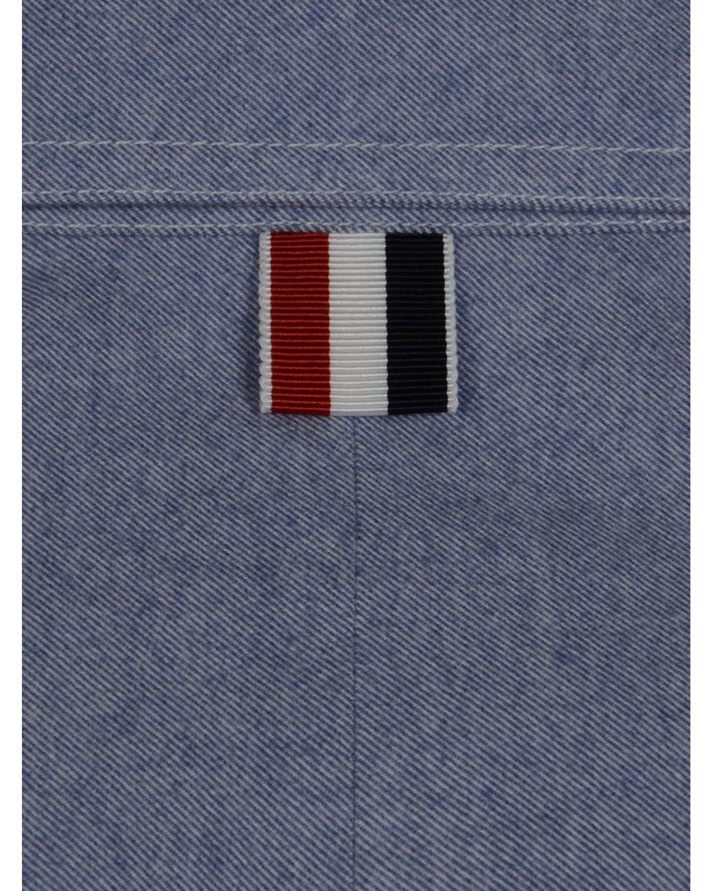 Thom Browne Blue Bar Flannel Shirt for men