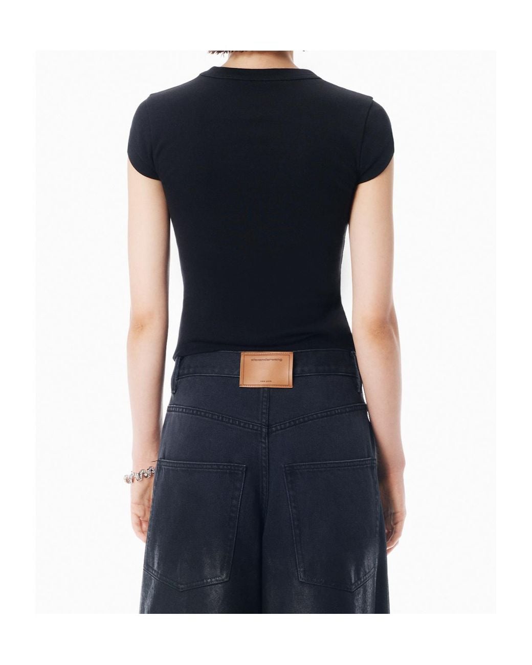 Alexander Wang Black Logo-Embellished Crewneck T-Shirt