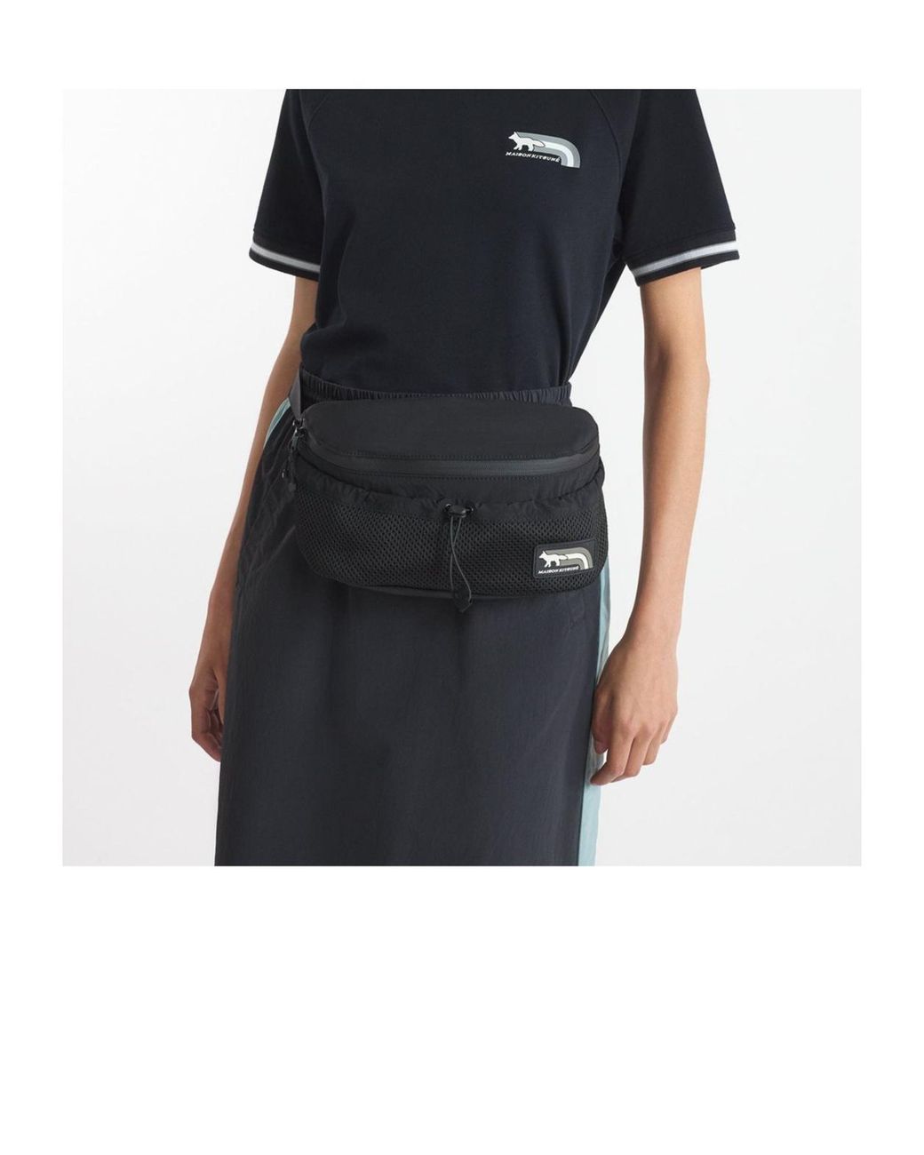 Maison Kitsuné Black Flash Fox Belt Bag for men