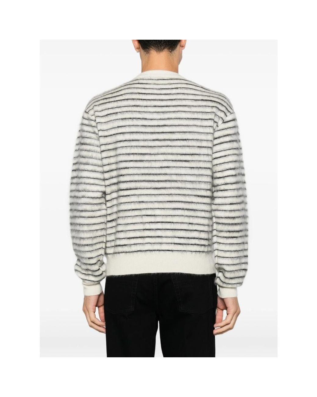 Tom Ford Gray Brushed Stripe Mohair Ls Crew Neck for men