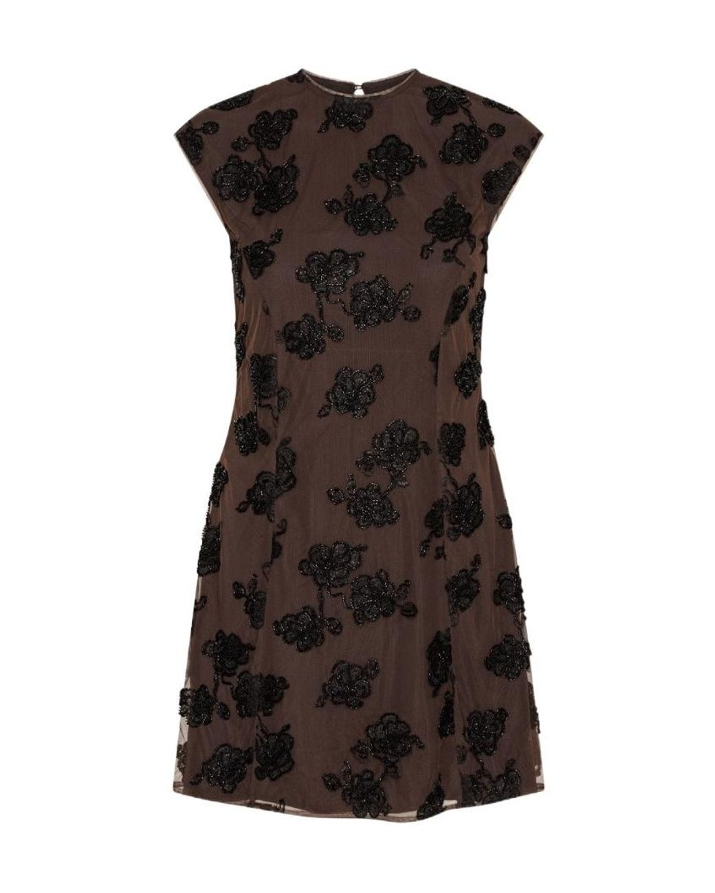 ROTATE BIRGER CHRISTENSEN Black Floral-Motif Mini Dress