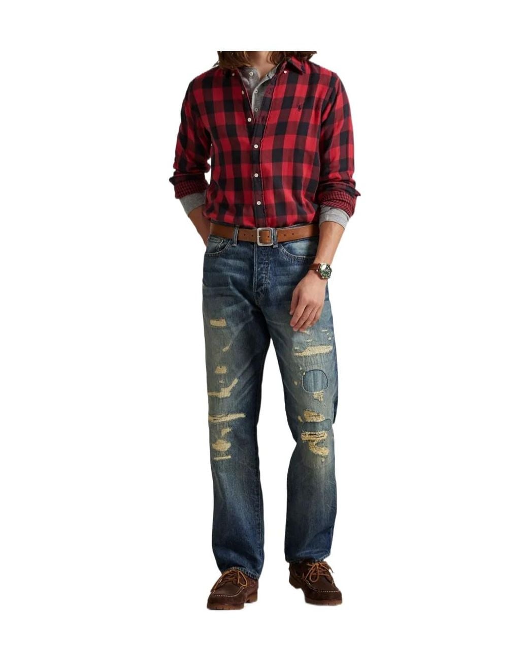 Polo Ralph Lauren Long Sleeve Checked Shirt in Red for Men | Lyst UK