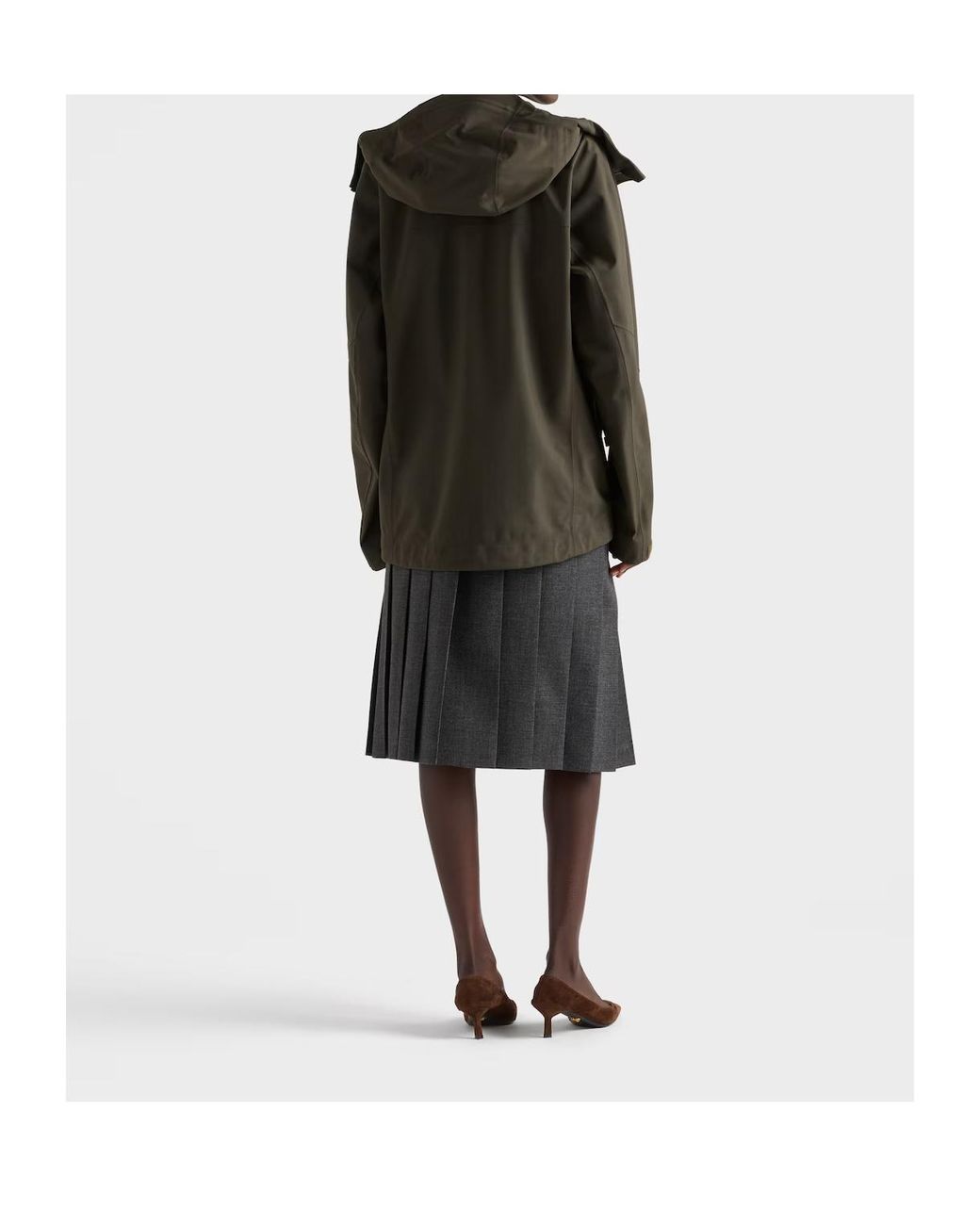 Prada Black Pleated Hopsack And Technical Fabric Skirt