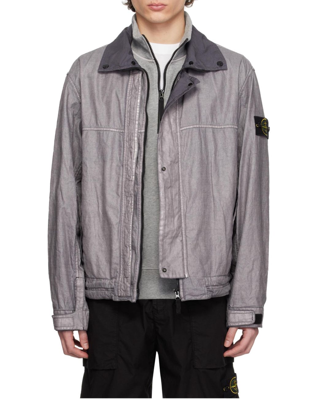 Stone Island Gray Raw Plated-Ovd Jacket for men