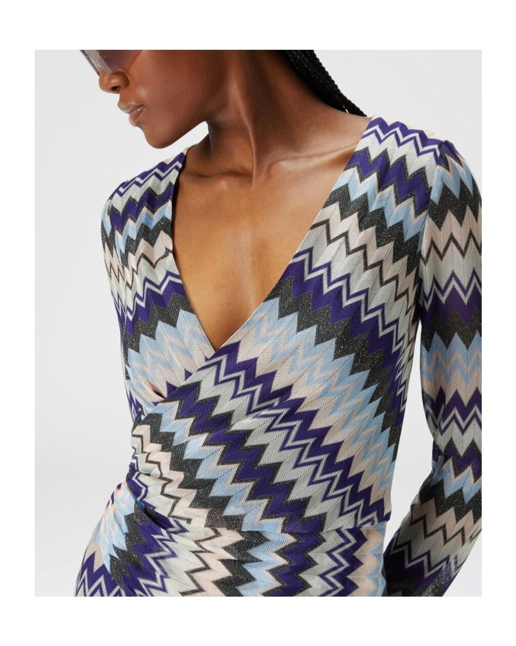 Missoni Blue Zigzag-Pattern Mini Dress