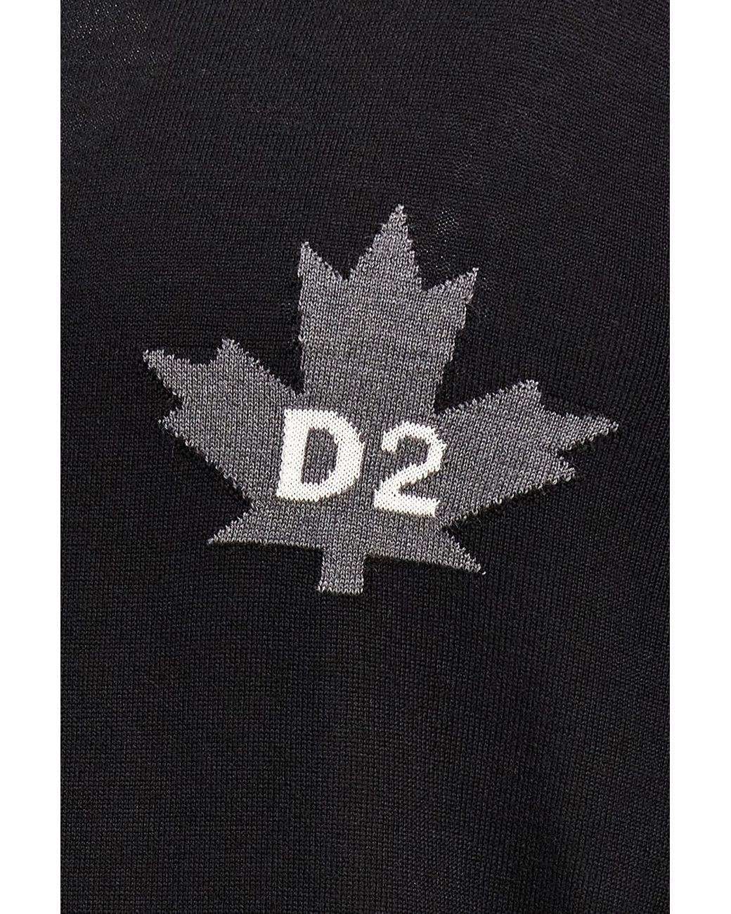 DSquared² Black Logo-Intarsia Crewneck Jumper for men