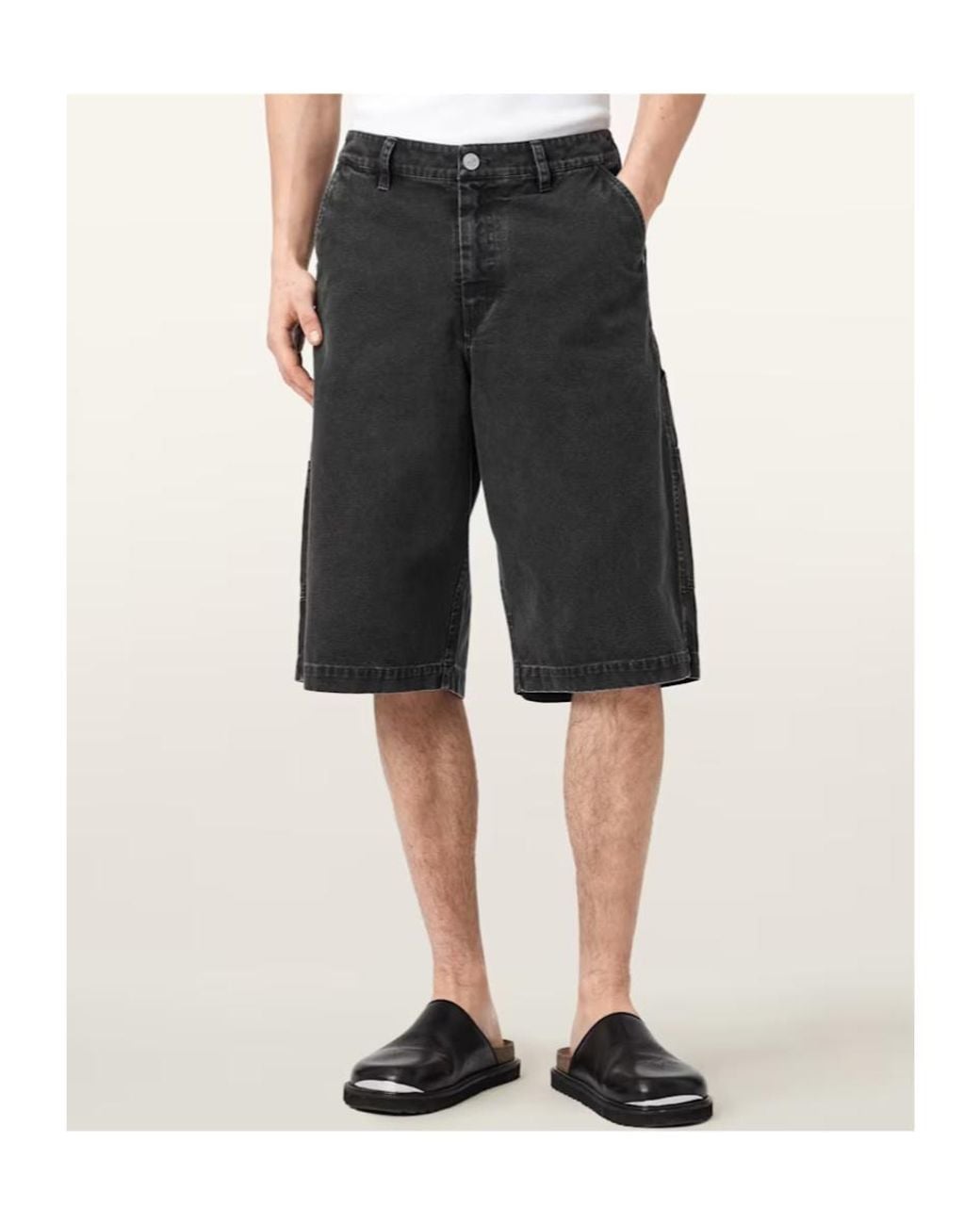 AllSaints Black Jackson Relaxed Fit Cotton Shorts for men