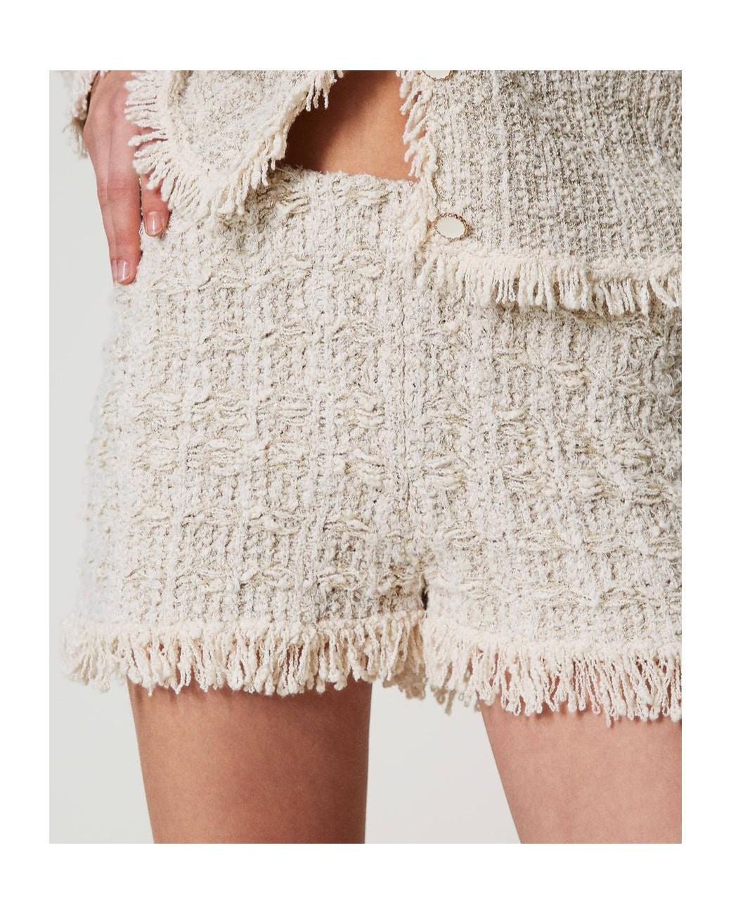 Twinset Natural Lurex Jacquard Shorts