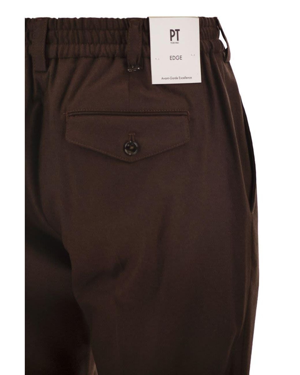 Pt Pantaloni Brown Casual Trousers With Belt Loops for men