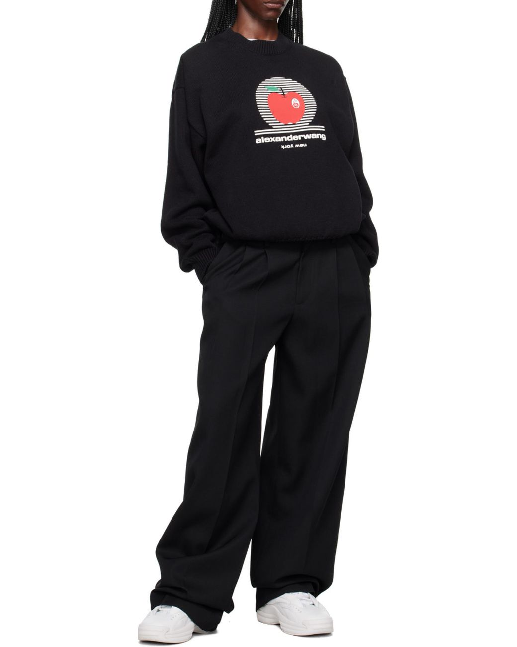 Alexander Wang Black Logo Printed Crewneck Jumper