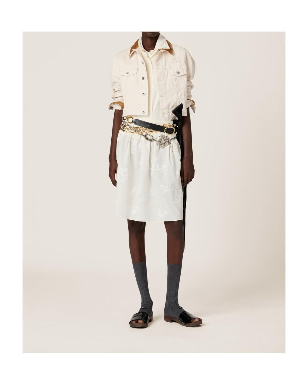 Miu Miu White Cropped Denim Jacket