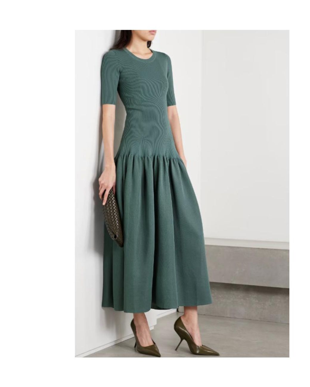 Altuzarra Green Metallic Elastic Knit Maxi Dress