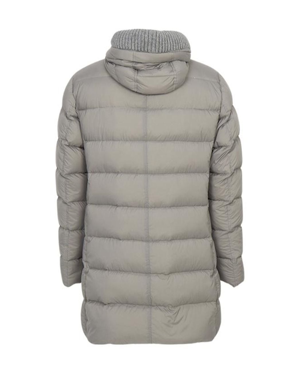 Herno Gray Quilted Hooded Puffer Coat for men