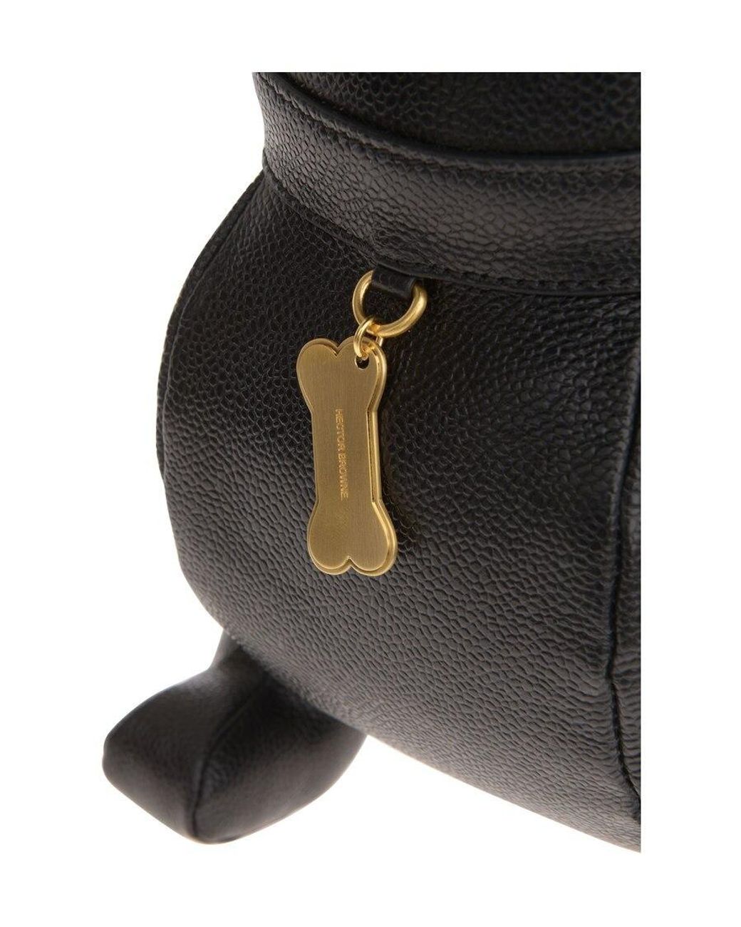 Thom Browne Black Hector Logo Embossed Tote Bag for men