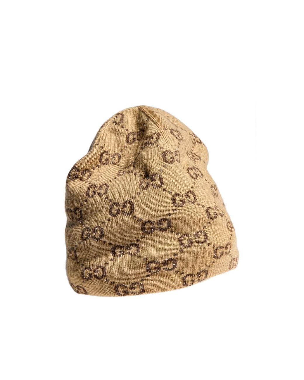 Gucci Natural Gg Wool Viscose Lamé Jacquard Hat