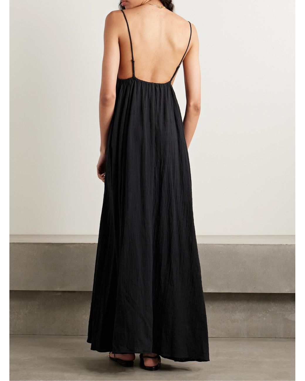 Staud Black Hanna Cotton-Gauze Maxi Dress
