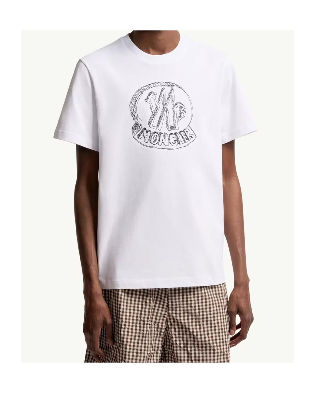 Moncler White Logo Patch Crewneck T-Shirt for men