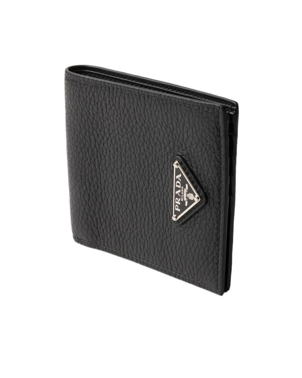 Prada Black Logo Plaque Bifold Wallet for men