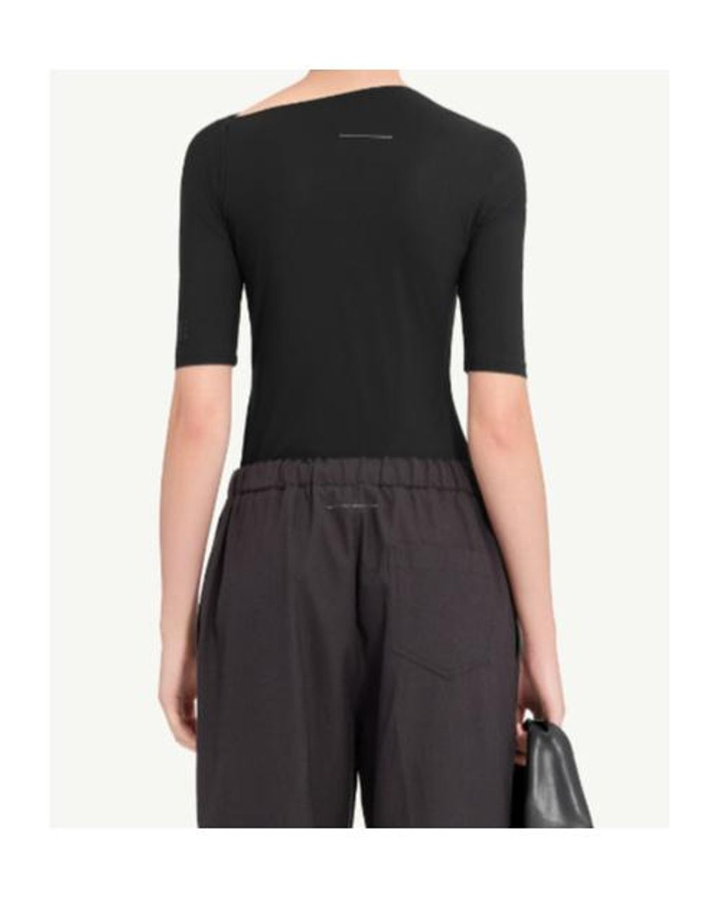 MM6 by Maison Margiela Black Asymmetric Jersey Top
