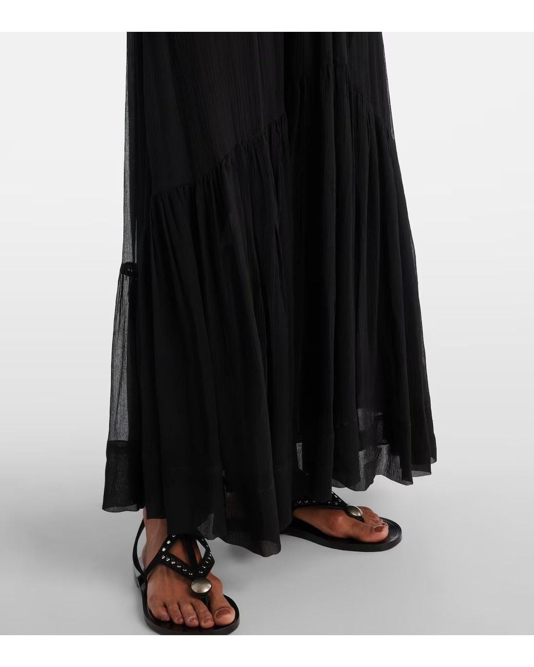 Isabel Marant Black Agathe Gathered Silk Maxi Dress